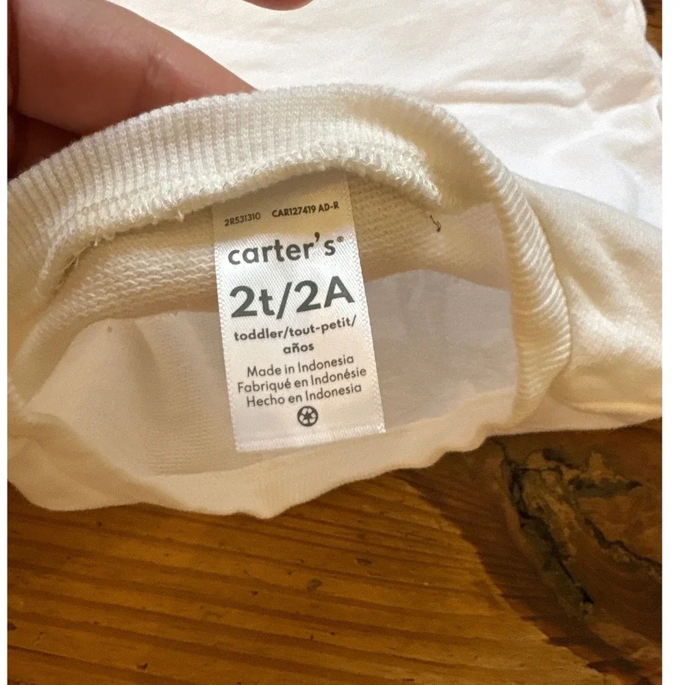 Carter's Sweatshirt Toddler White Embroidered Bow‎ French Terry SIZE 2T